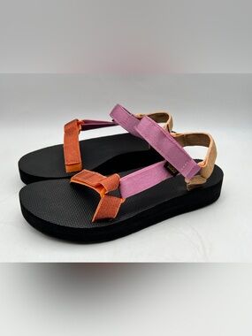 Teva Midform Universal Women’s Size 10 Pink Orange Multi Platform Sandals